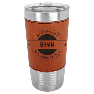 Personalized 20oz Leatherette Groomsmen Tumbler Gift